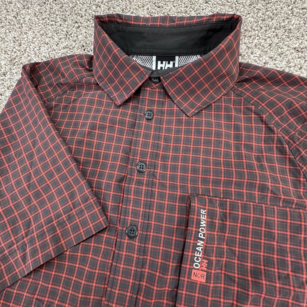 Helly Hansen Shirt Mens Size Small Red Vented Ocean Power Sailing Short Sleeve